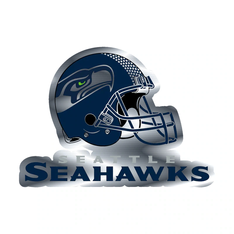Seattle Seahawks Helmet - Image 1 - Silver Chrome Vinyl Sticker - Custom Size
