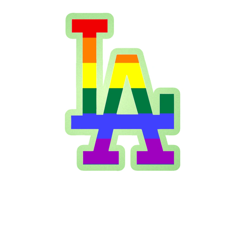 Los Angeles Dodgers - Rainbow LA - Glow in the Dark Vinyl Sticker - Custom Size
