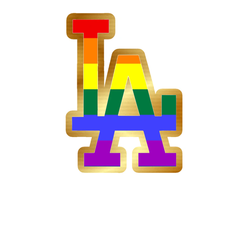 Los Angeles Dodgers - Rainbow LA - Gold Chrome Vinyl Sticker - Custom Size
