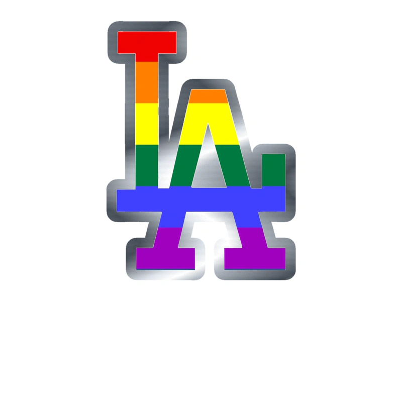 Los Angeles Dodgers - Rainbow LA - Silver Chrome Vinyl Sticker - Custom Size