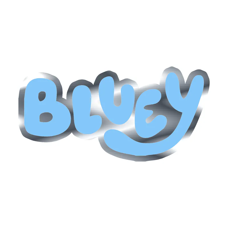 Bluey - Silver Chrome Vinyl Sticker - Custom Size