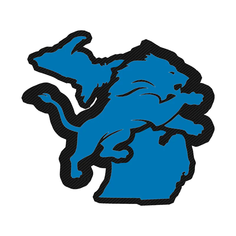 Detroit Lions - Lion  Blue State - Carbon Fiber Vinyl Sticker - Custom Size