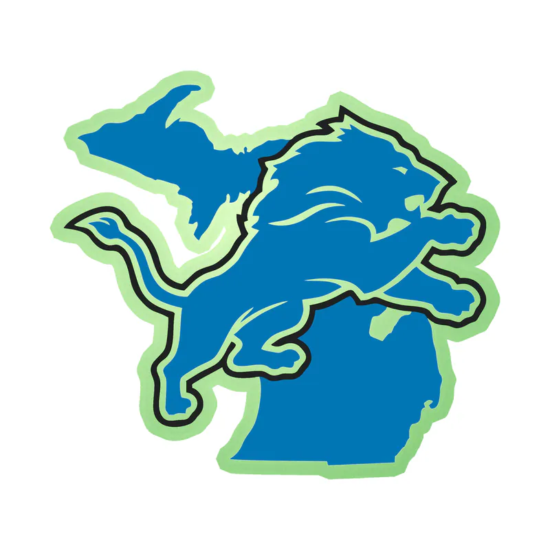 Detroit Lions - Lion  Blue State - Glow in the Dark Vinyl Sticker - Custom Size