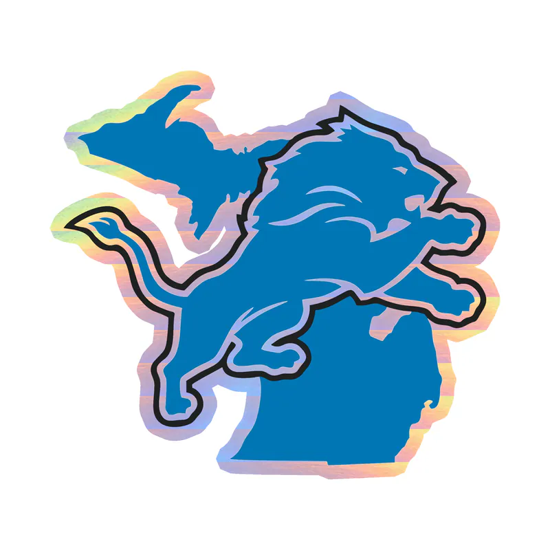 Detroit Lions - Lion  Blue State - Holographic Vinyl Sticker - Custom Size