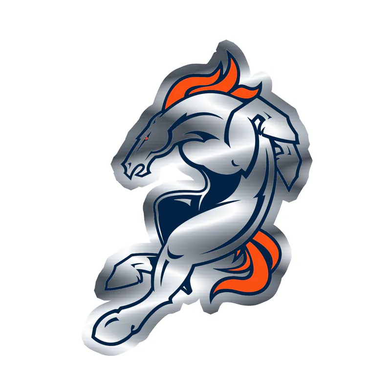 Denver Broncos - Horse - Silver Chrome Vinyl Sticker - Custom Size