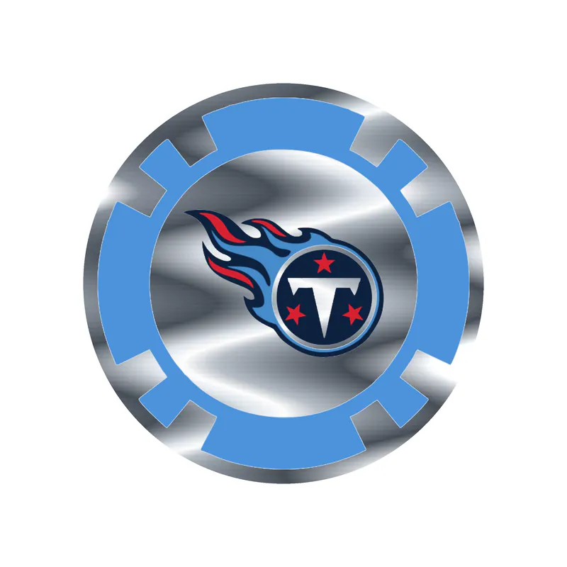 Tennessee Titans - Poker Chip - Silver Chrome Vinyl Sticker - Custom Size