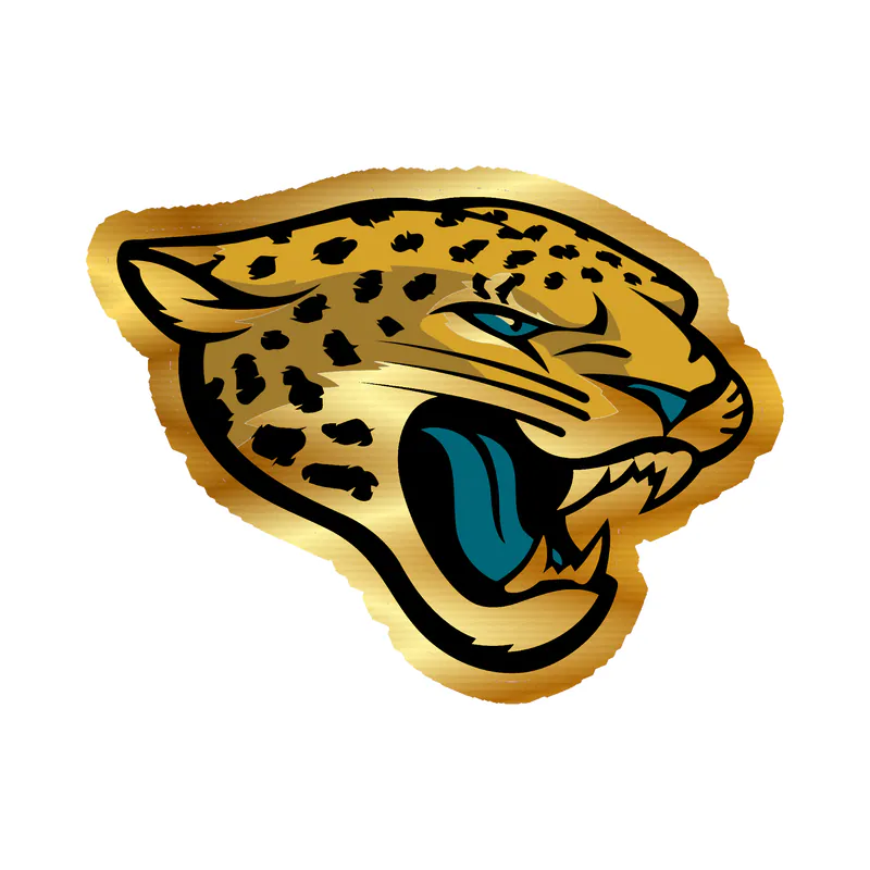 Jacksonville Jaguars - Jaguar Head - Gold Chrome Vinyl Sticker - Custom Size