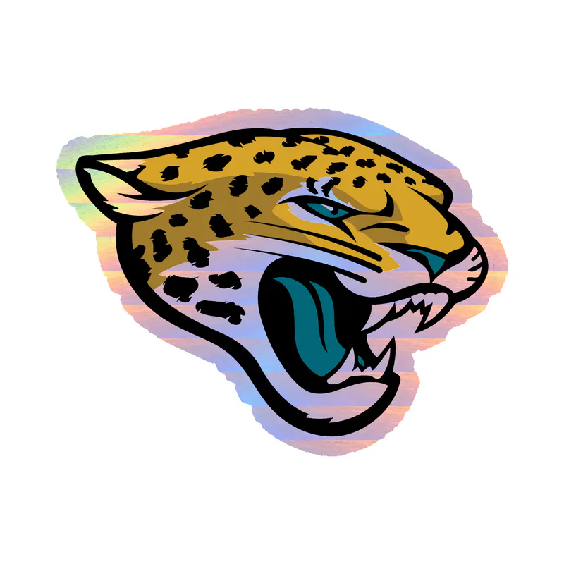 Jacksonville Jaguars - Jaguar Head - Holographic Vinyl Sticker - Custom Size