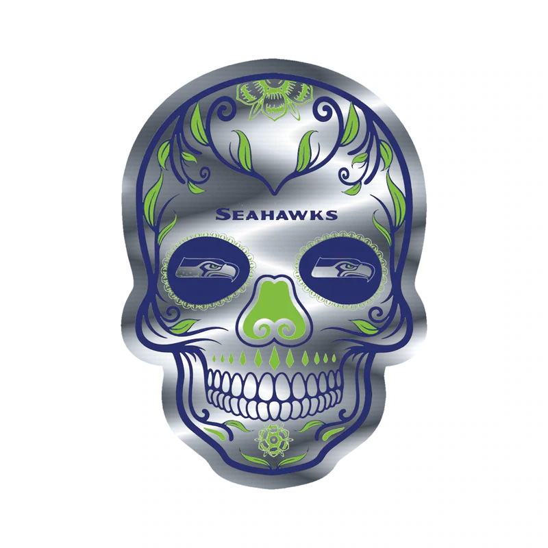 Seattle Seahawks - Image 1 - Silver Chrome Vinyl Sticker - Custom Size