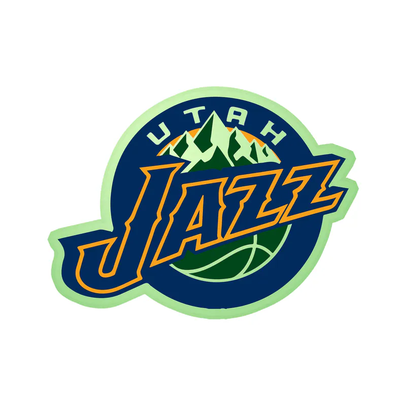 Utah Jazz - Blue Circle With Name And Purple Mountain - Glow in the Dark Vinyl Sticker - Custom Size