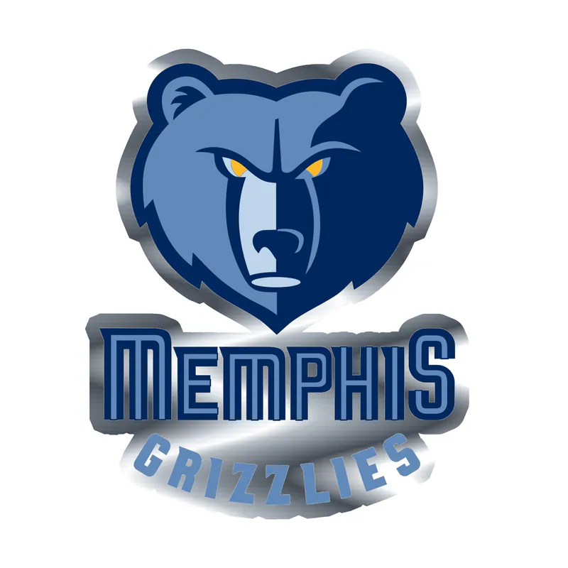 Memphis Grizzlies - Image 1 - Silver Chrome Vinyl Sticker - Custom Size