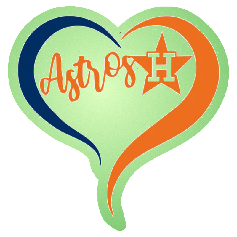 Houston Astros - Heart - Glow in the Dark Vinyl Sticker - Custom Size