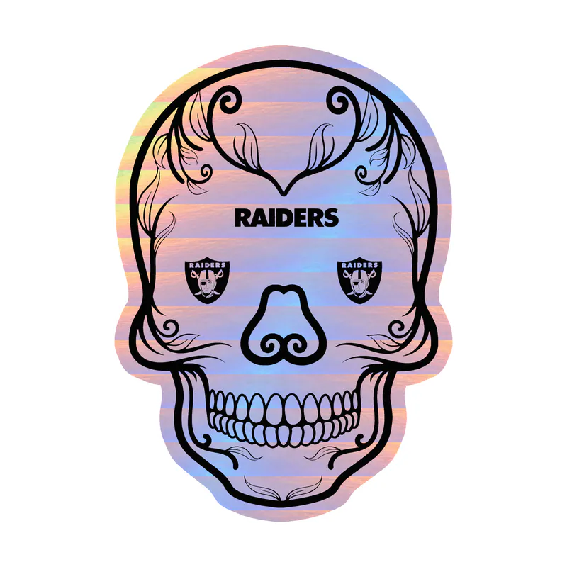 Las Vegas Raiders - Sugar Skull - Holographic Vinyl Sticker - Custom Size