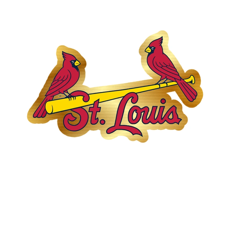 St. Louis Cardinals - 2 Birds With St. Louis - Gold Chrome Vinyl Sticker - Custom Size