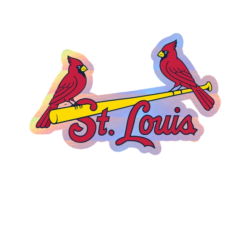 St. Louis Cardinals - 2 Birds With St. Louis - Holographic Vinyl Sticker - Custom Size