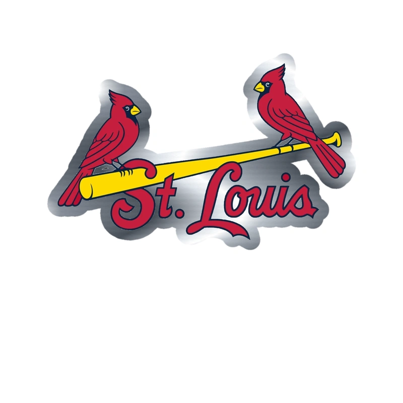 St. Louis Cardinals - 2 Birds With St. Louis - Silver Chrome Vinyl Sticker - Custom Size