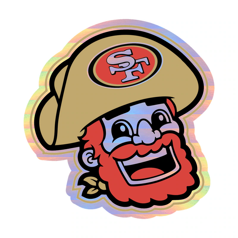San Francisco 49ers - Sourdough Sam Head - Holographic Vinyl Sticker - Custom Size