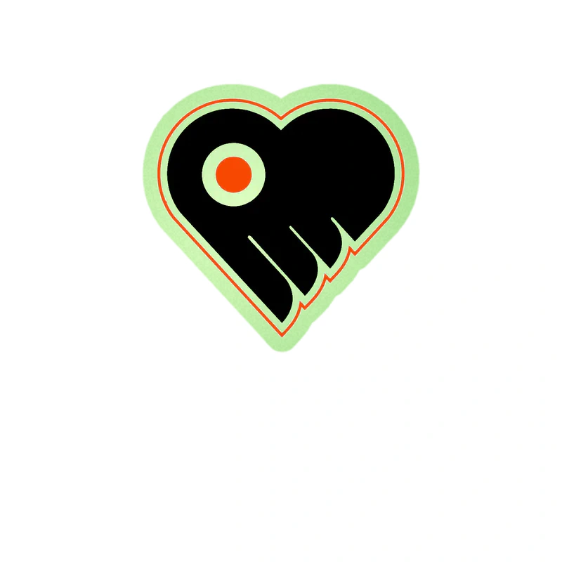 Philadelphia Flyers - Heart - Glow in the Dark Vinyl Sticker - Custom Size