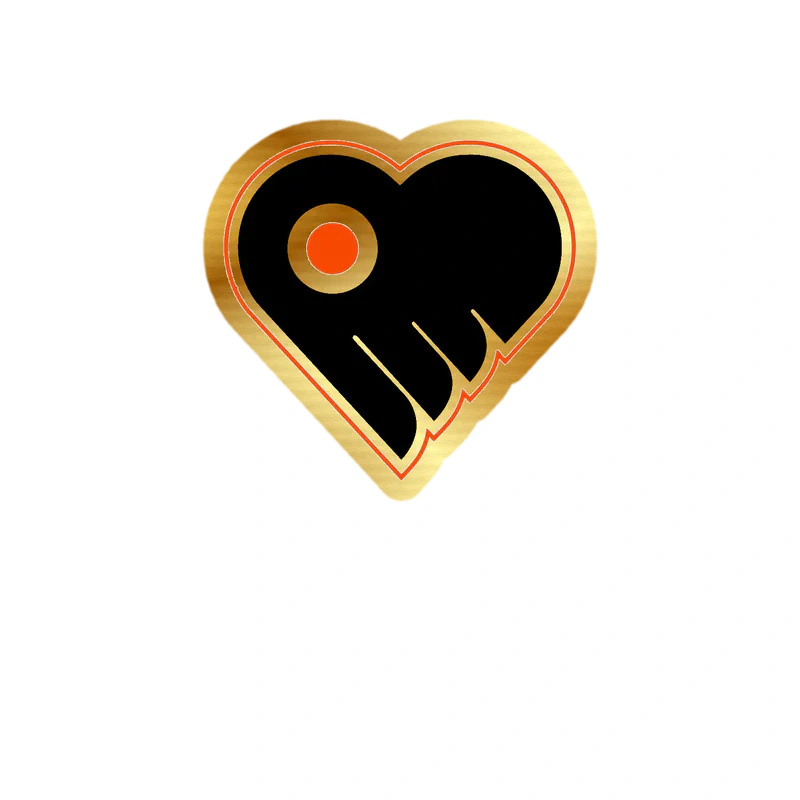 Philadelphia Flyers - Heart - Gold Chrome Vinyl Sticker - Custom Size