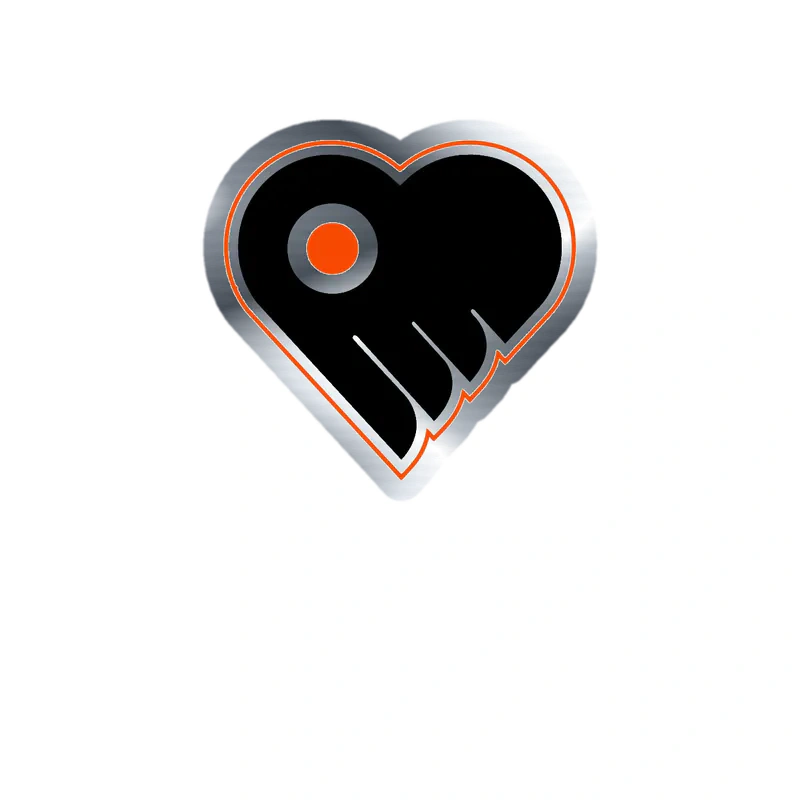 Philadelphia Flyers - Heart - Silver Chrome Vinyl Sticker - Custom Size