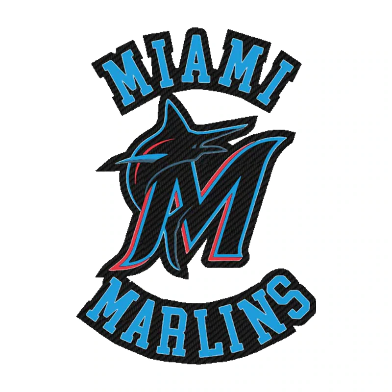 Miami Marlins - Name With M - Carbon Fiber Vinyl Sticker - Custom Size