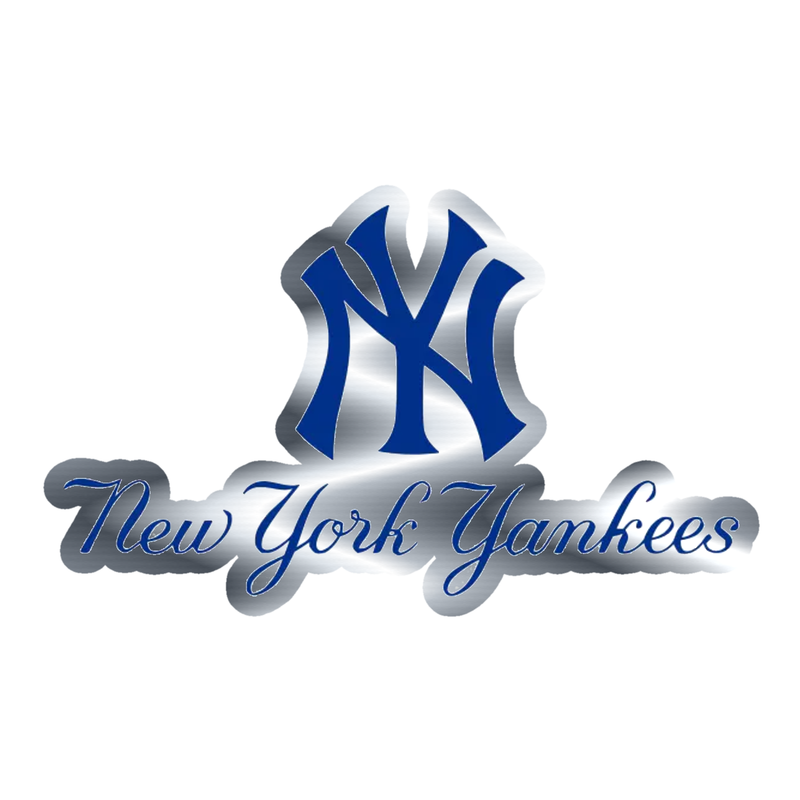 New York Yankees - Blue NY With Name - Silver Chrome Vinyl Sticker - Custom Size