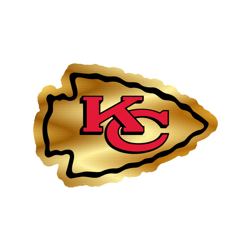 Kansas City Chiefs - White Arrow - Gold Chrome Vinyl Sticker – Custom Size