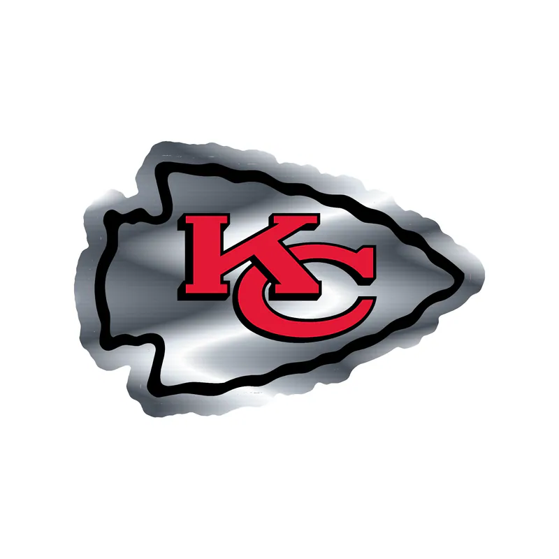 Kansas City Chiefs - White Arrow - Silver Chrome Vinyl Sticker – Custom Size