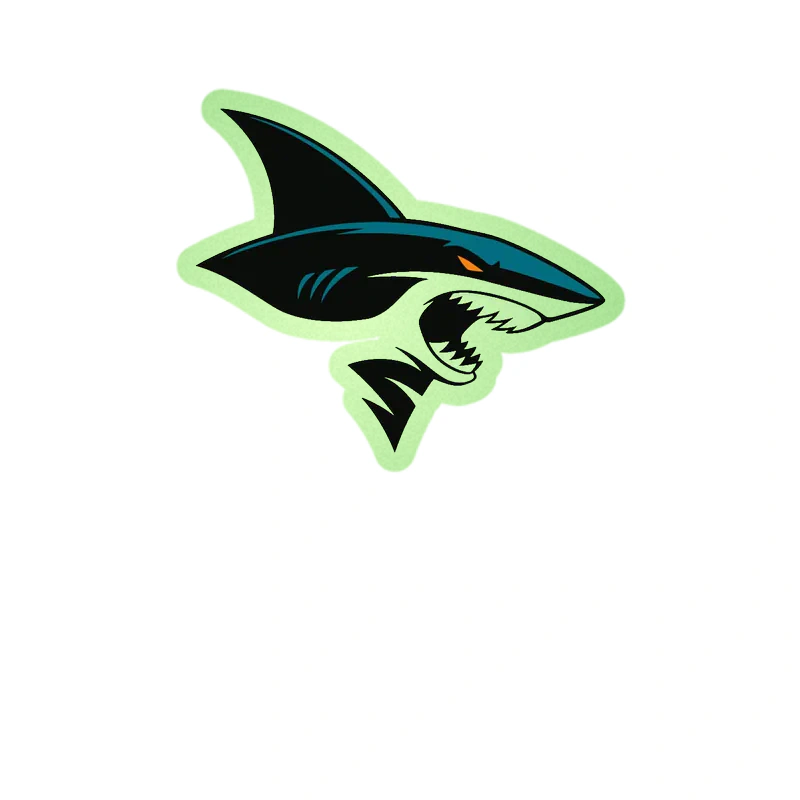 San Jose Sharks - Shark Head - Glow in the Dark Vinyl Sticker - Custom Size