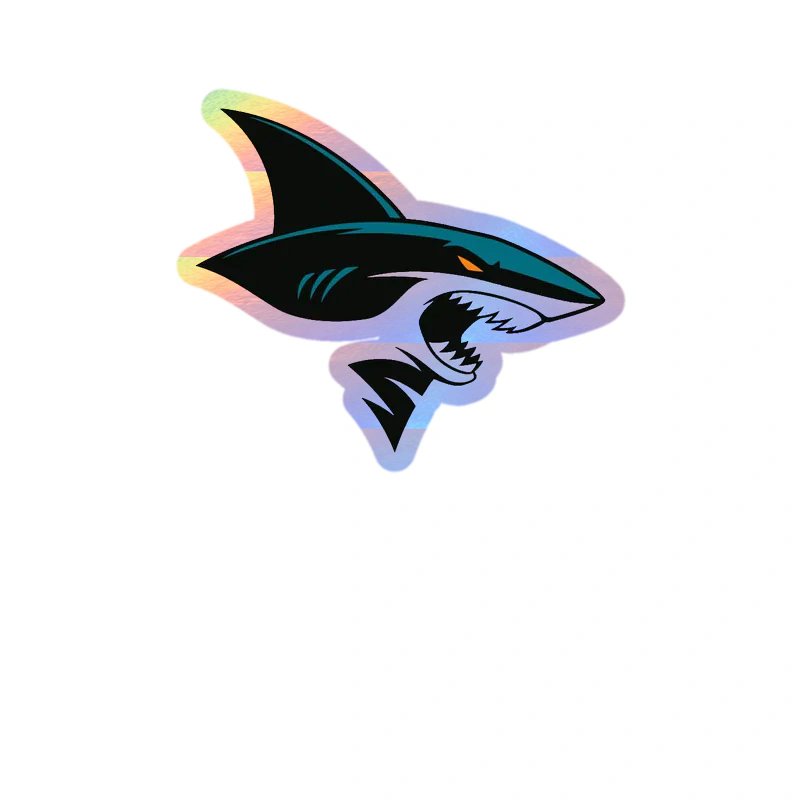 San Jose Sharks - Shark Head - Holographic Vinyl Sticker - Custom Size