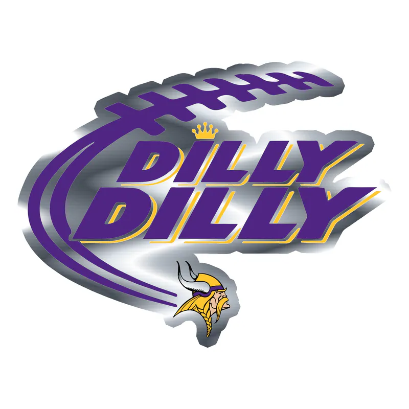 Minnesota Vikings - Dilly Dilly - Silver Chrome Vinyl Sticker - Custom Size