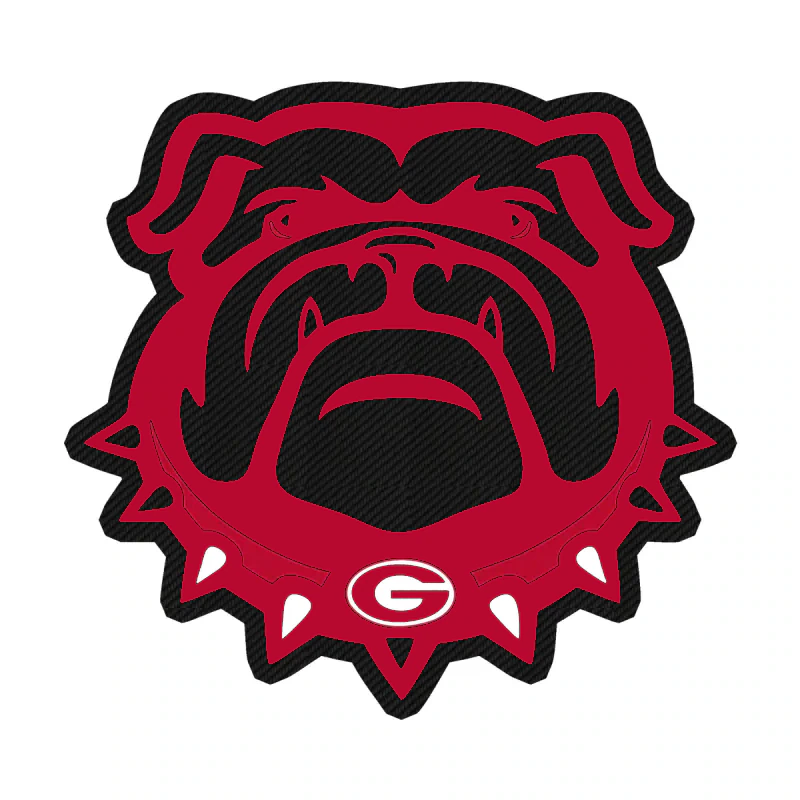 Georgia Bulldogs - Bulldog Head with G - Carbon Fiber Vinyl Decal - Custom Size