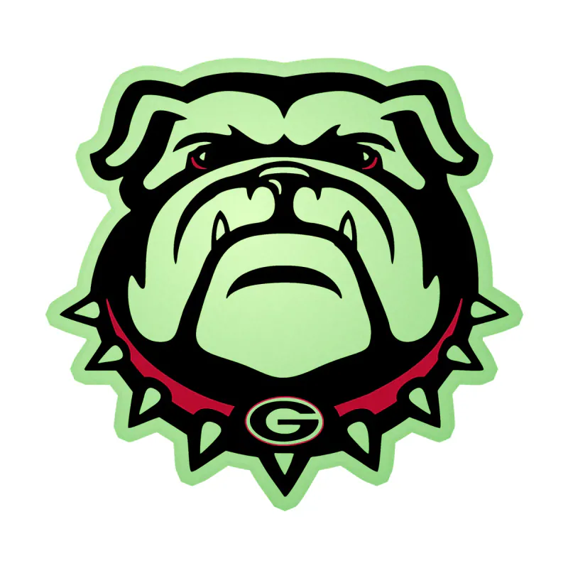 Georgia Bulldogs - Bulldog Head with G - Glow in the Dark Vinyl Decal - Custom Size