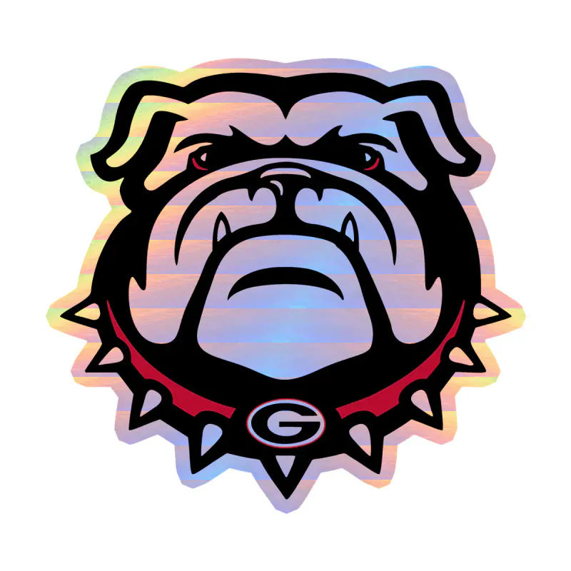 Georgia Bulldogs - Bulldog Head with G - Holographic Vinyl Decal - Custom Size