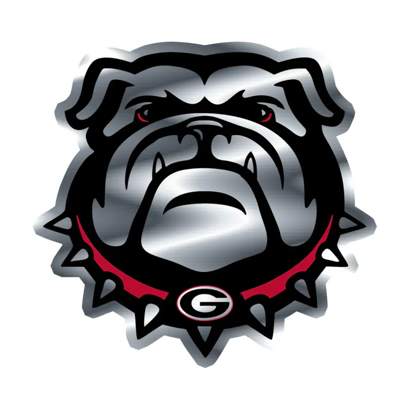 Georgia Bulldogs - Bulldog Head with G - Silver Chrome Vinyl Decal - Custom Size