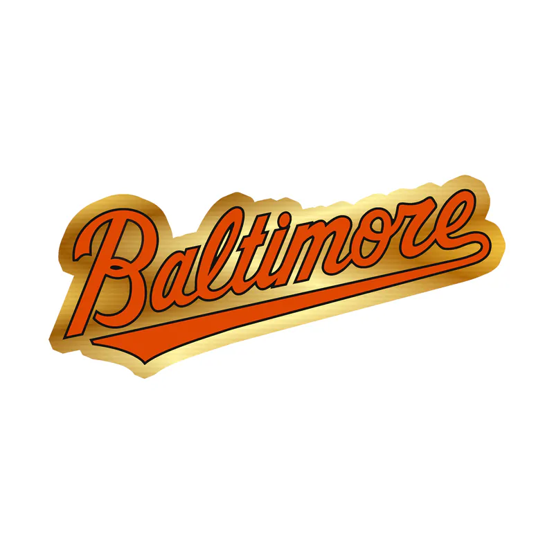 Baltimore Orioles - Baltimore - Gold Chrome Vinyl Sticker - Custom Size