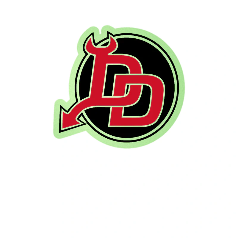 New Jersey Devils - Black Circle With 2 D - Glow in the Dark Vinyl Sticker - Custom Size