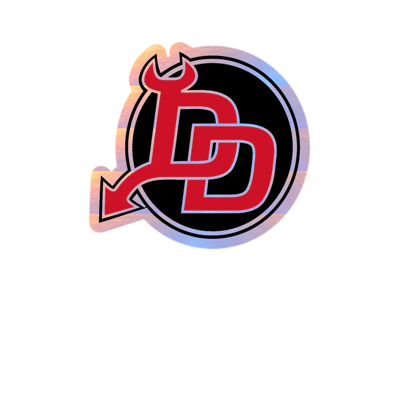 New Jersey Devils - Black Circle With 2 D - Holographic Vinyl Sticker - Custom Size