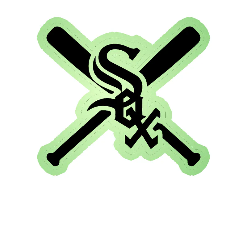 Chicago White Sox - Sox With Baseball Bats Crossed - Glow in the Dark Vinyl Sticker - Custom Size