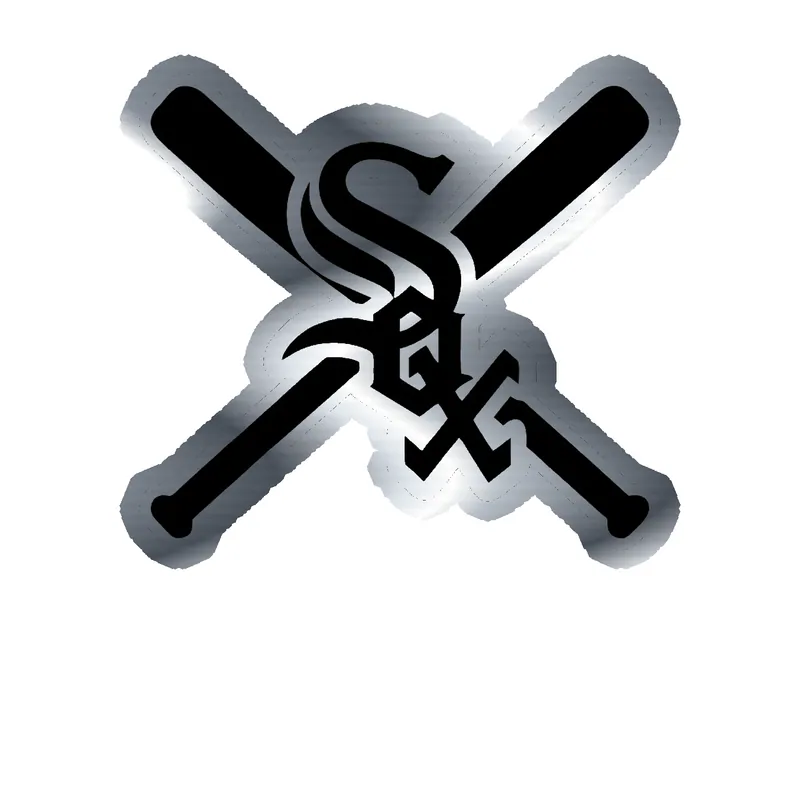 Chicago White Sox - Sox With Baseball Bats Crossed - Silver Chrome Vinyl Sticker - Custom Size