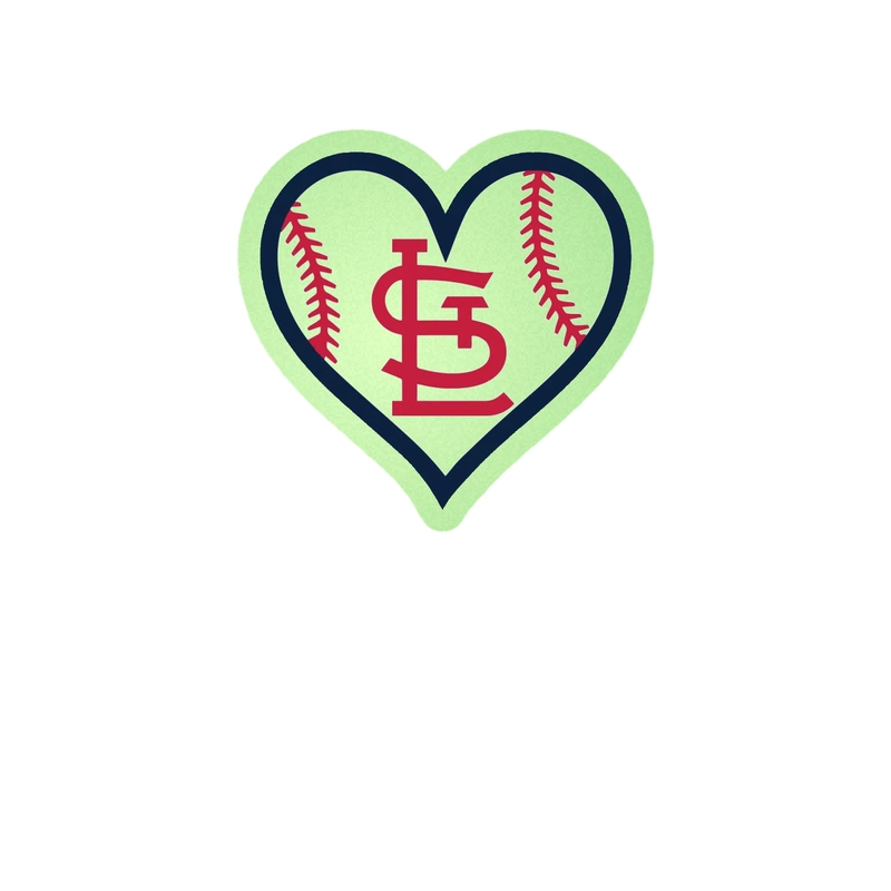 St. Louis Cardinals - Heart - Glow in the Dark Vinyl Sticker - Custom Size