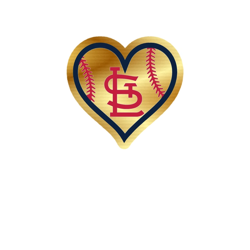 St. Louis Cardinals - Heart - Gold Chrome Vinyl Sticker - Custom Size