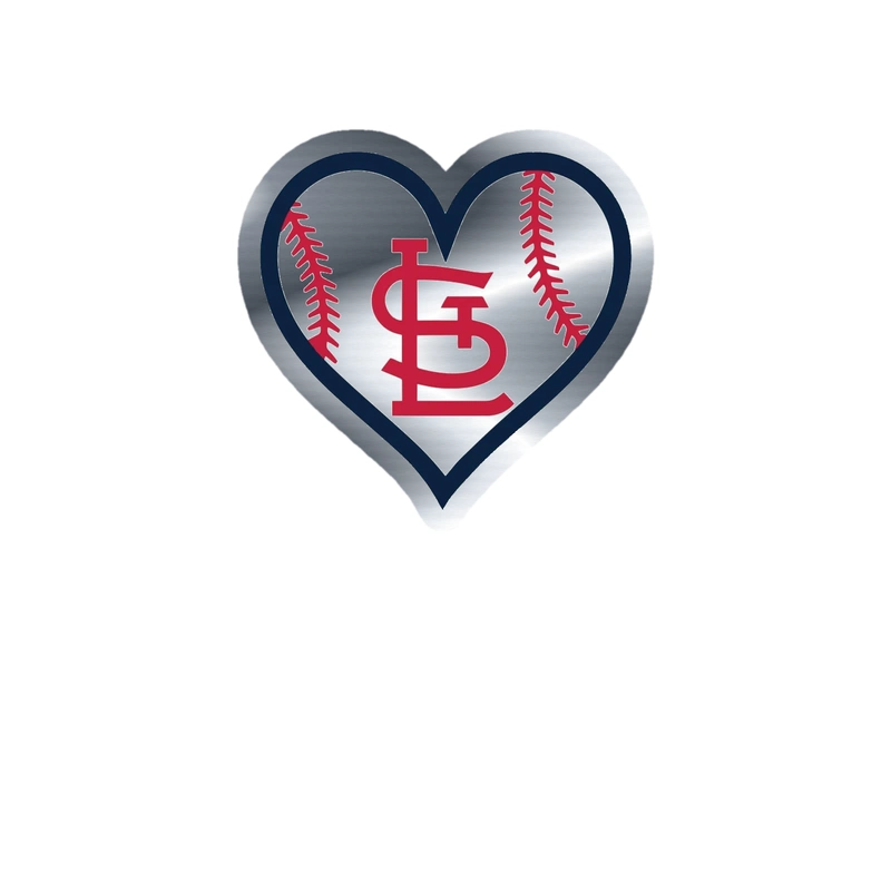 St. Louis Cardinals - Heart - Silver Chrome Vinyl Sticker - Custom Size