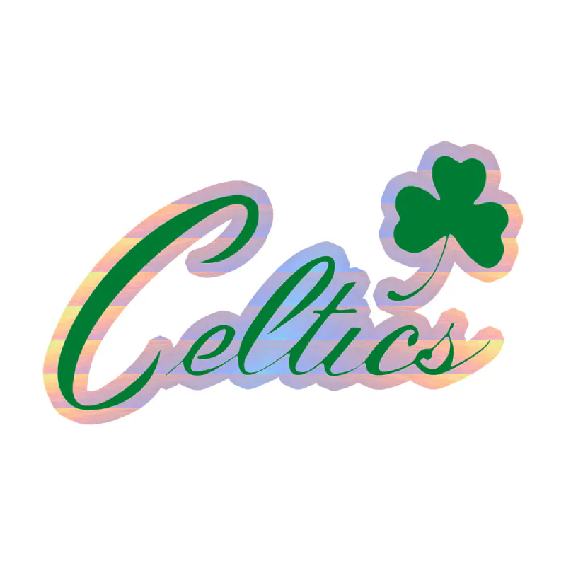 Boston Celtics - Green Circle With Clover - Image 2 - Holographic Vinyl Sticker - Custom Size
