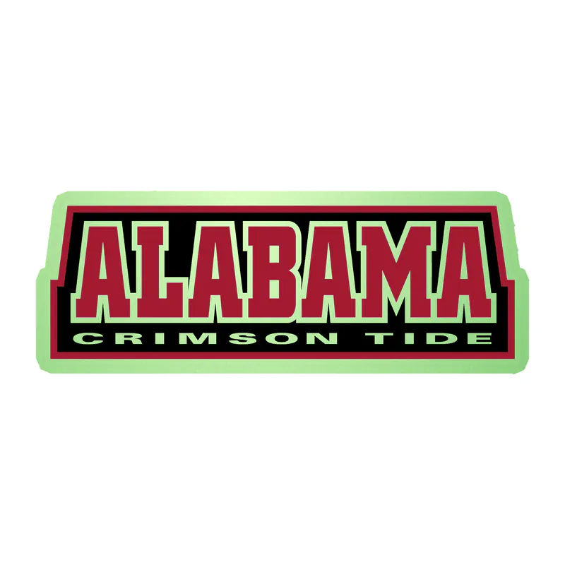 Alabama Crimson Tide - Black with Crimson Lettering - Glow in the Dark Vinyl Decal - Custom Size