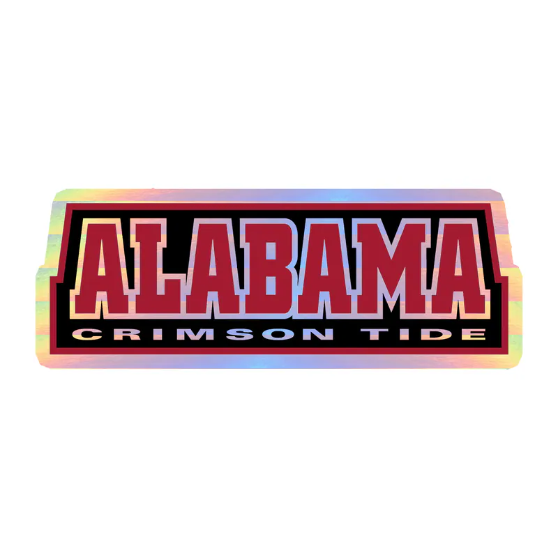 Alabama Crimson Tide - Black with Crimson Lettering - Holographic Vinyl Decal - Custom Size