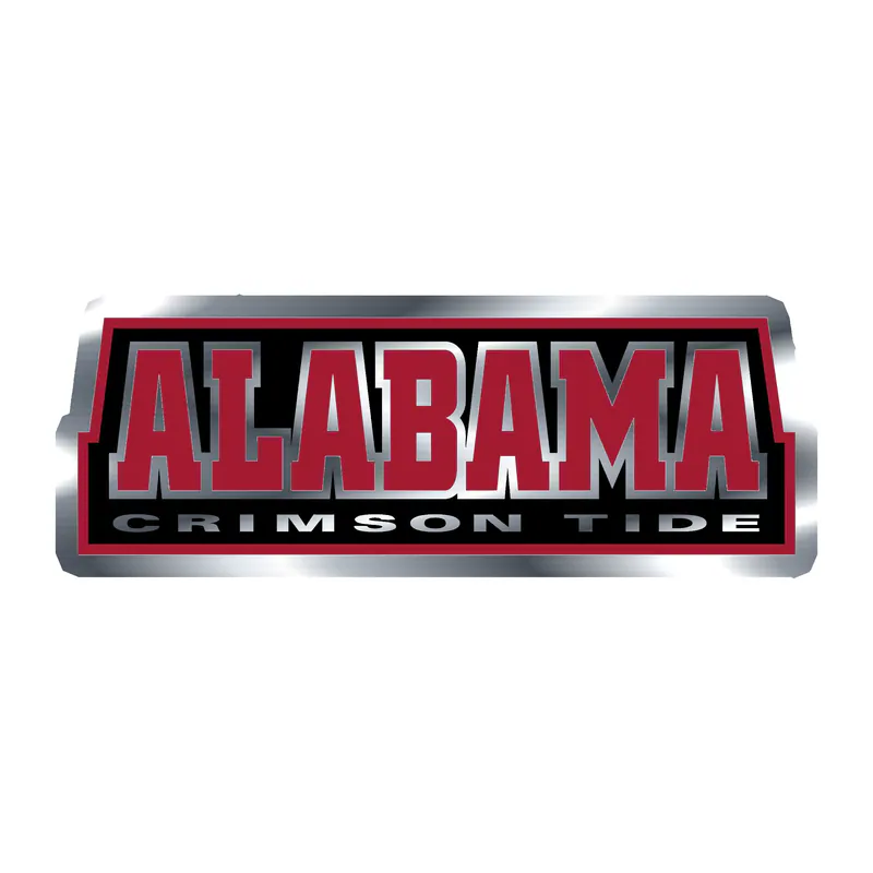 Alabama Crimson Tide - Black with Crimson Lettering - Silver Chrome Vinyl Decal - Custom Size