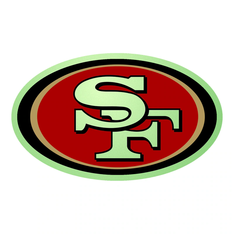 San Francisco 49ers - Oval - Glow in the Dark Vinyl Sticker - Custom Size