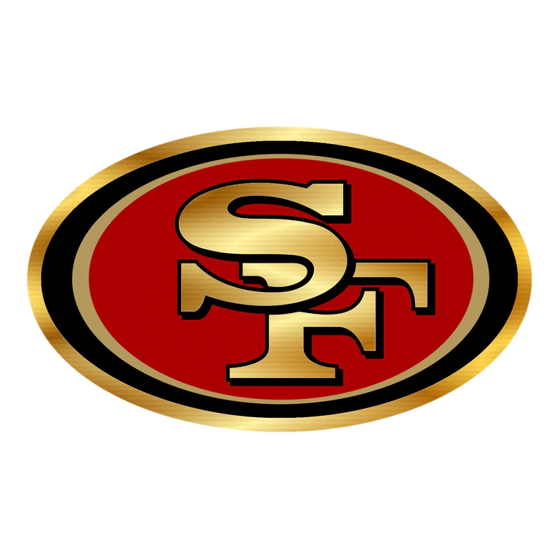 San Francisco 49ers - Oval - Gold Chrome Vinyl Sticker - Custom Size