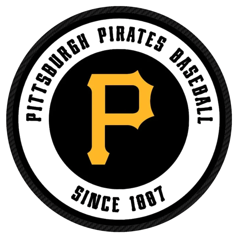 Pittsburgh Pirates - White Circle Black Words - Carbon Fiber Vinyl Sticker - Custom Size
